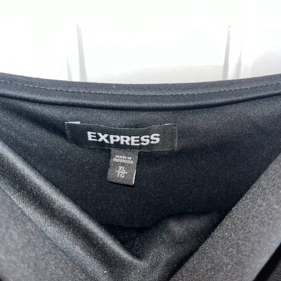 Express Plus Size XL Form Fitting Spaghetti Strap Thigh Slit Little Black Dress - Picture 5 of 5